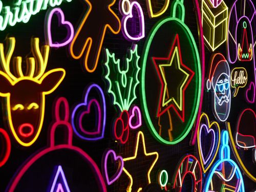Image of neon Christmas light installations