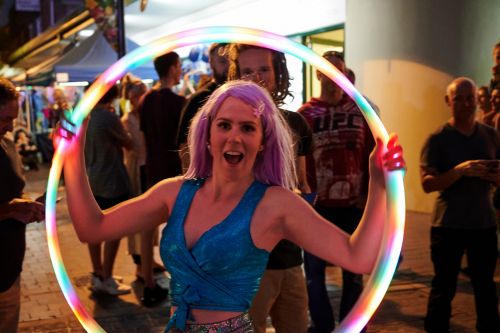 Picture of Hula Hooper with illuminated hula hoop at Light Up Windsor