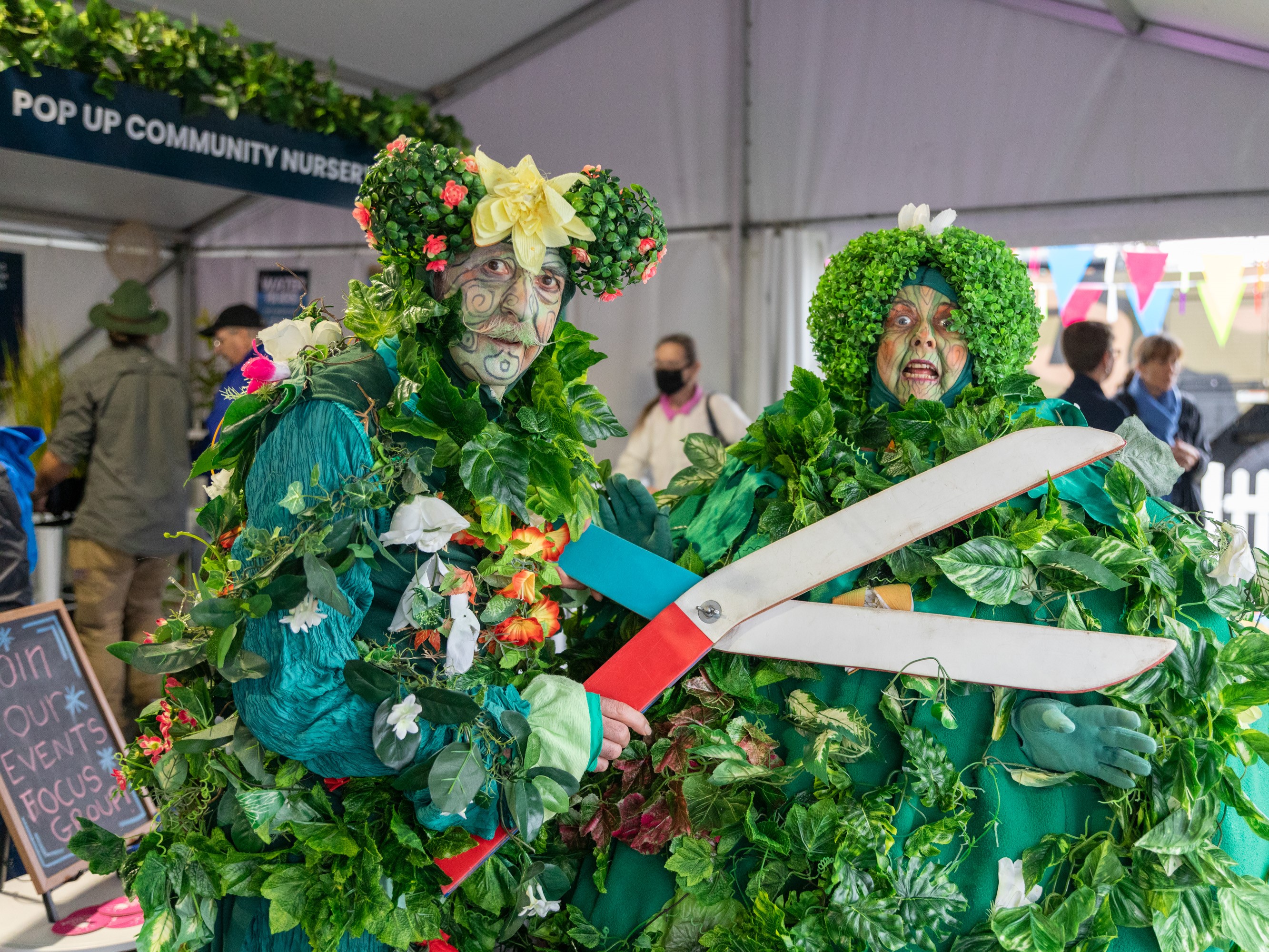 Mr Chop and Mrs Bush at the Council Tent