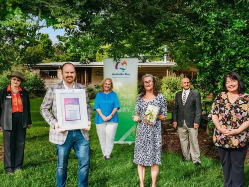 Picture of Councillor Jill Reardon, Mayor Patrick Conolly, Councillor Mary Lyons-Buckett, Australia Day Award Winner Penny McKinlay, Councillor Eddie Dogramaci and nominator Karren Stuttle