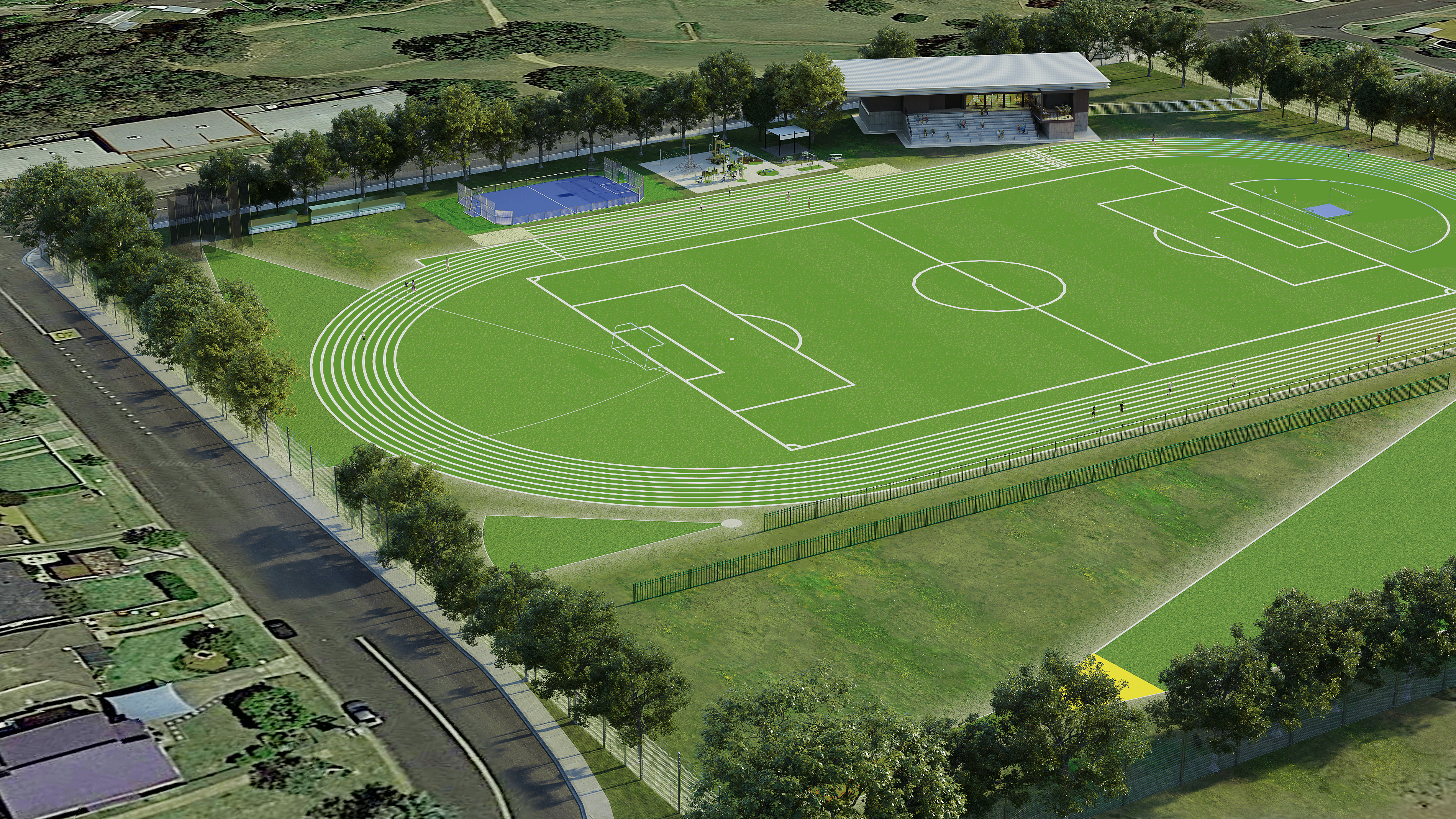 Impression of the proposed athletics track and sporting field