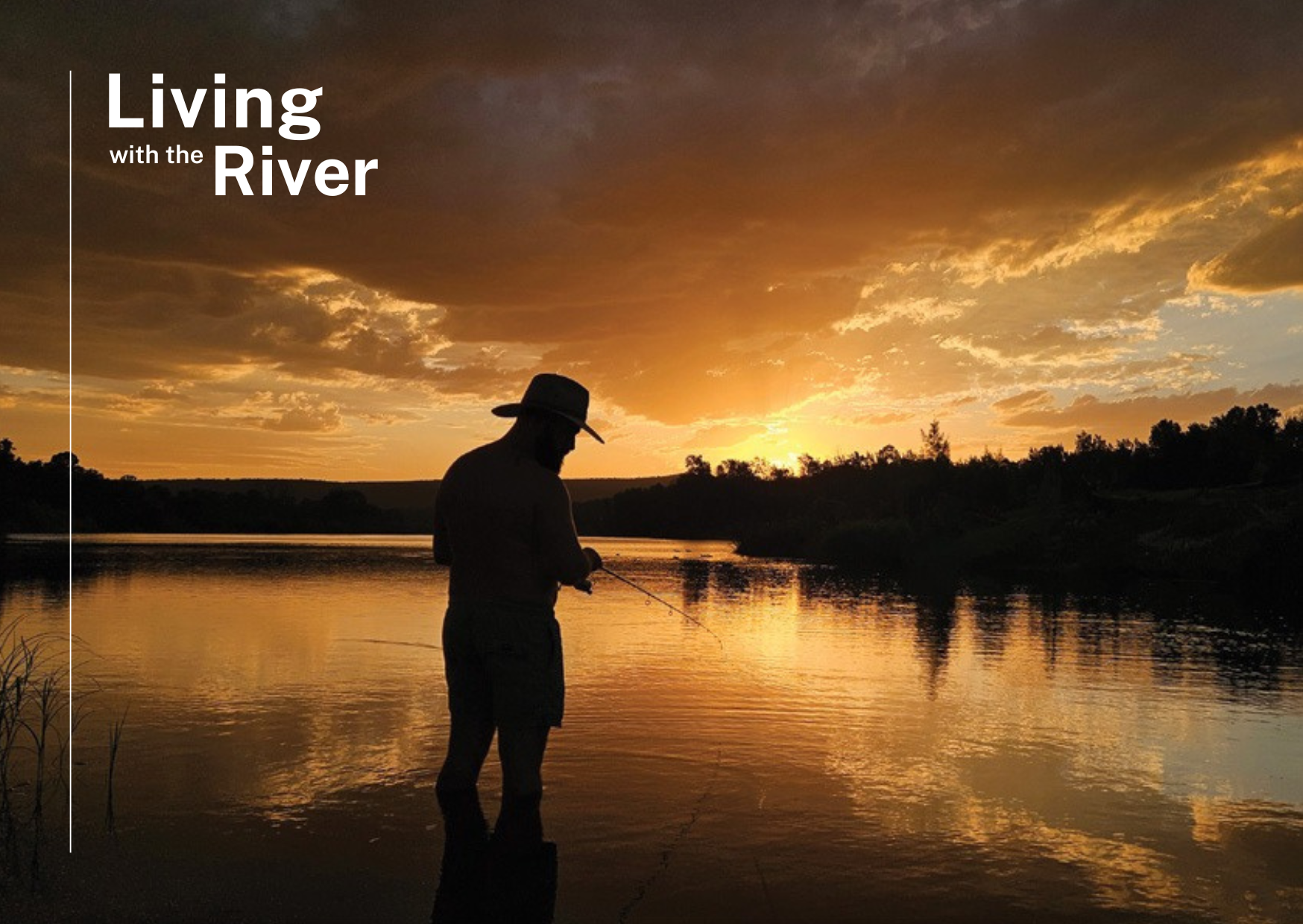 Photo of a sunset on Hawkesbury River with a silhouette of a fisherman