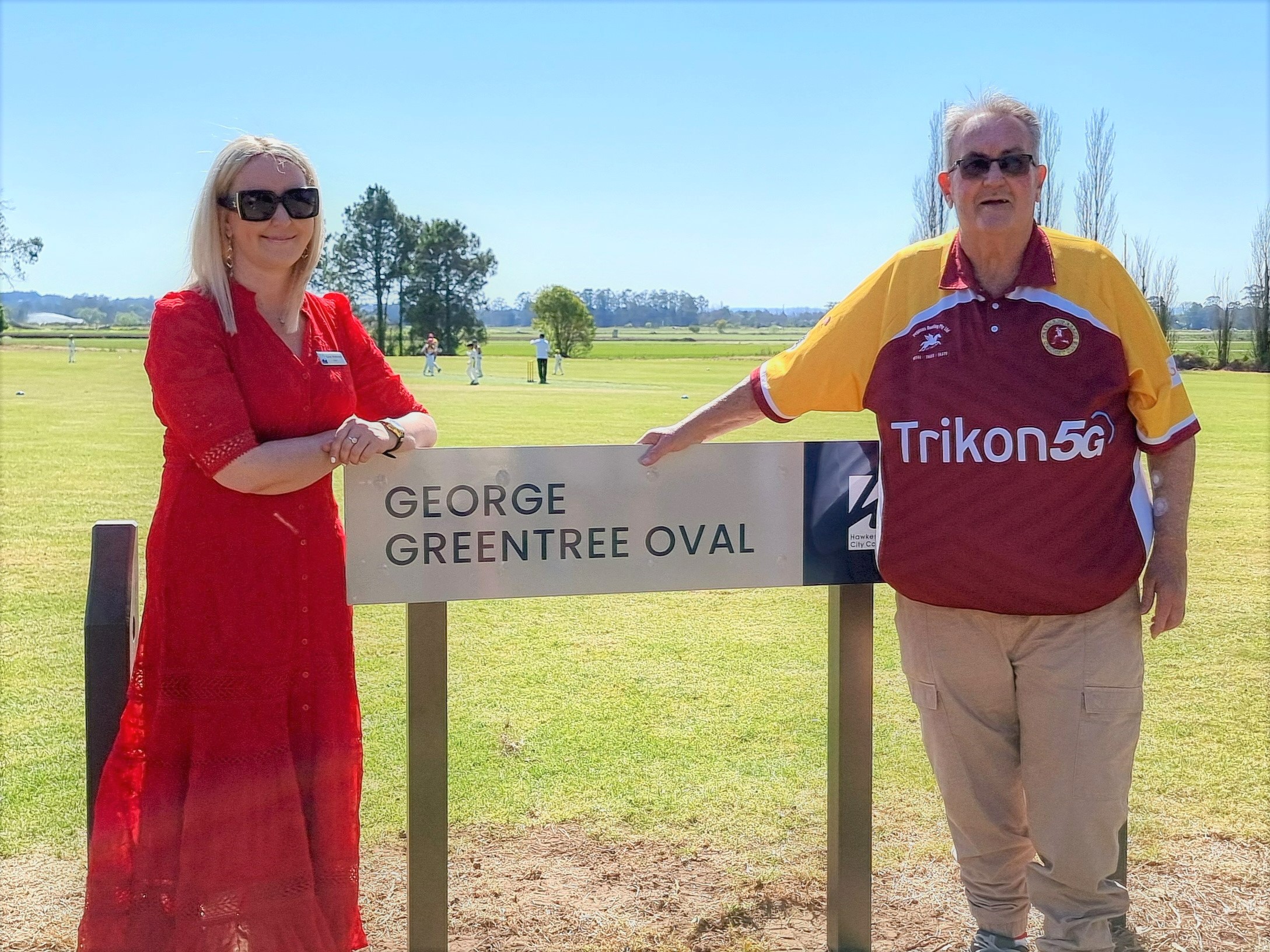 Greentree Ovals - Mayor Sarah McMahon and George Greentree