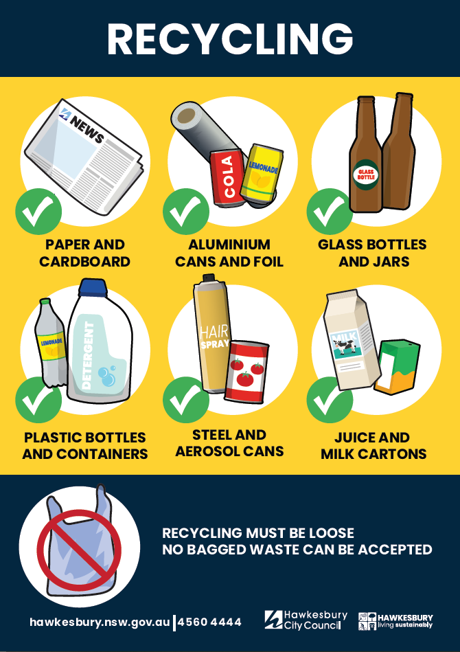 infographic of what can and cannot go in the recycling bin