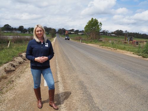 Hawkesbury City Mayor Sarah McMahon standing next to Wolseley Road, Oakville